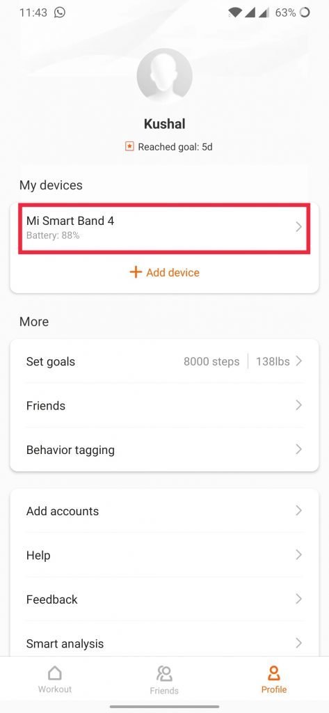 Mi Smart Band 4 app