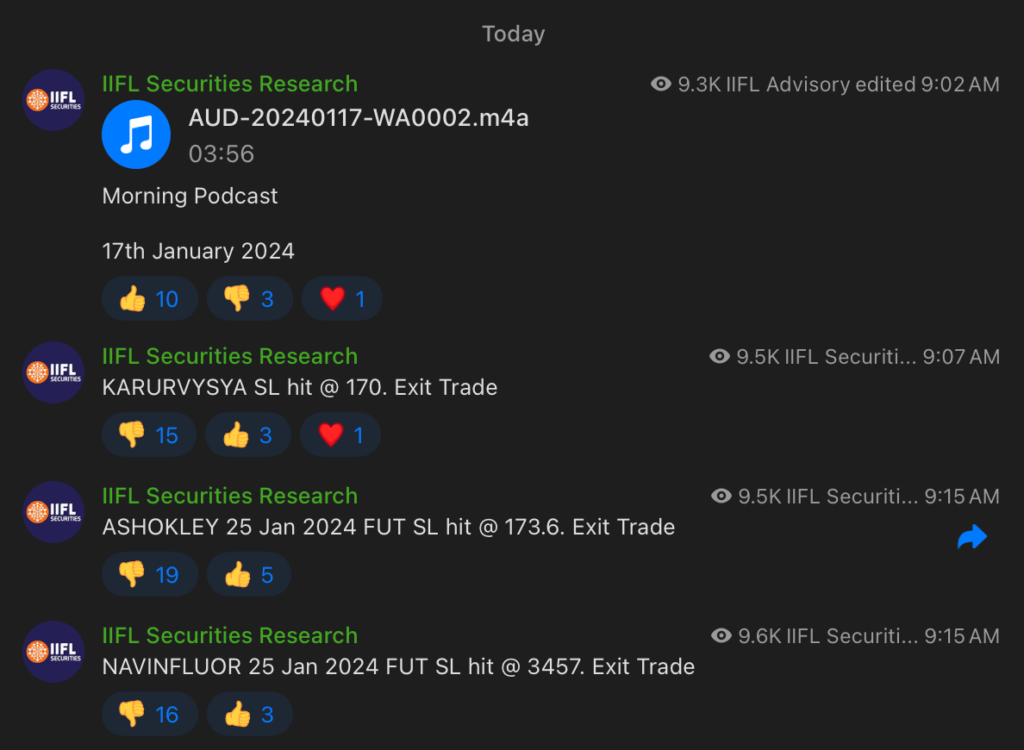 Telegram Channel owned by IIFL securities