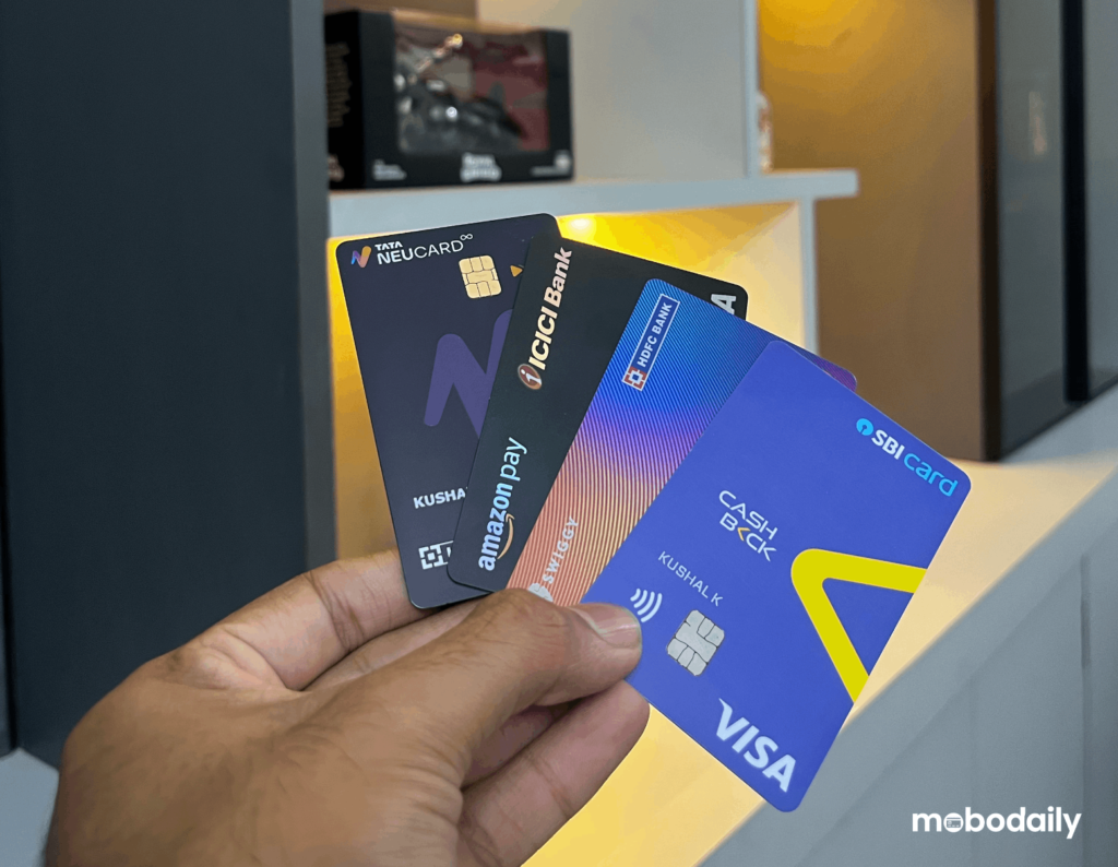 My current rotation: Tata Neu Infinity, Amazon Pay ICICI, Swiggy HDFC, and the SBI Cashback Card.