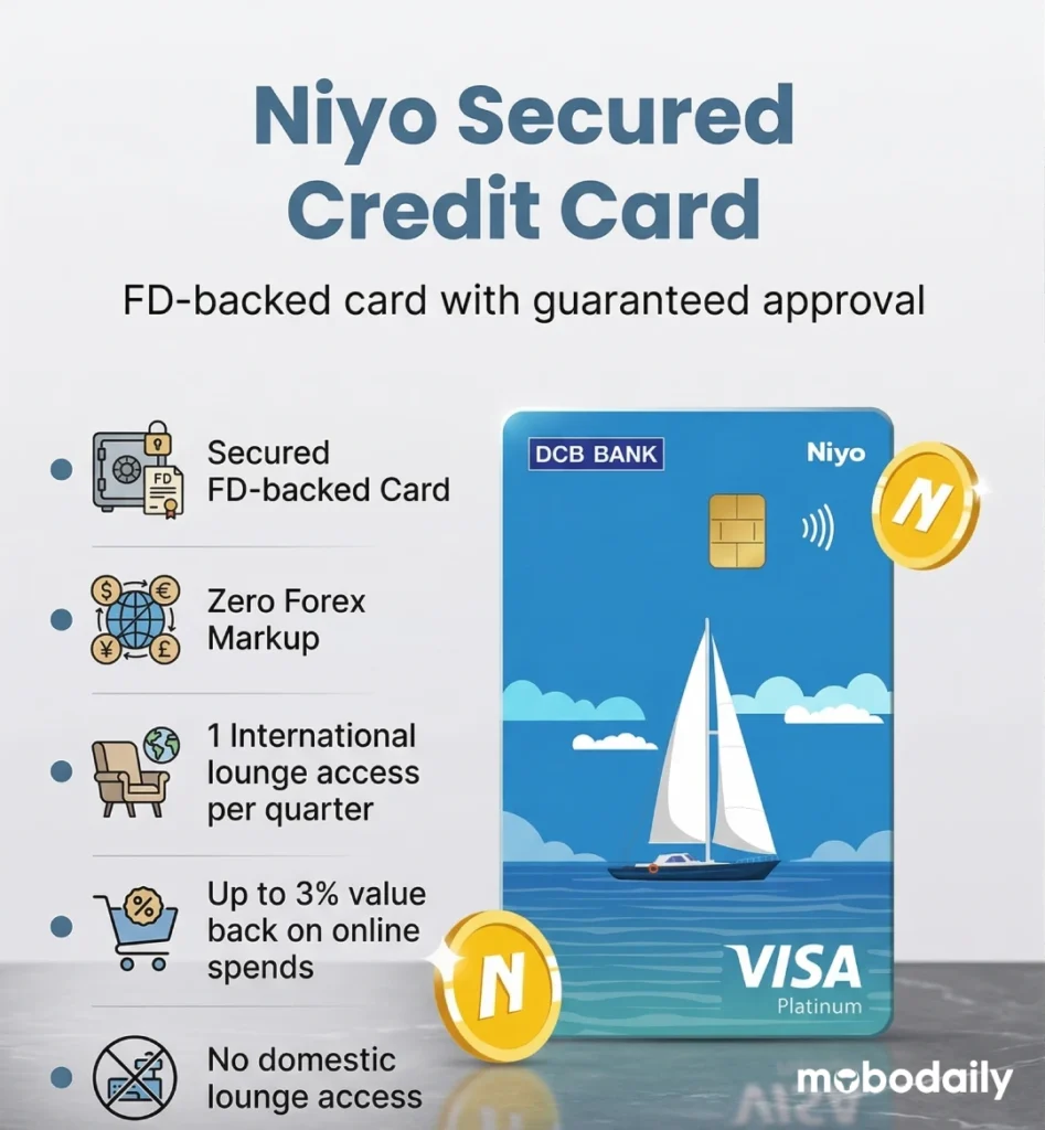 Niyo Global Secured Credit Card Features - FD-backed card with zero forex charges