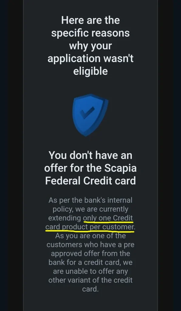 Scapia grievance email stating Federal Bank allows only one card per customer