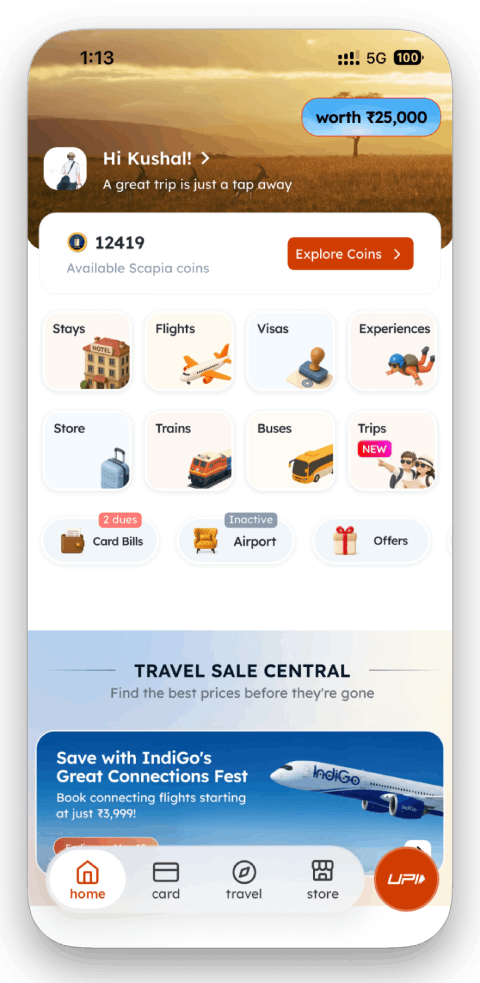 Scapia credit card app interface - best-in-class credit card management experience