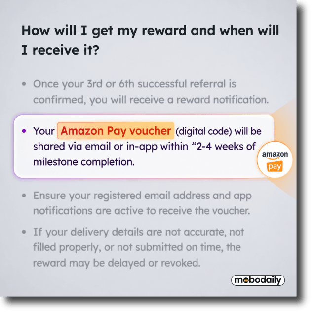 Scapia referral program - ₹25,000 Amazon Pay voucher confirmation in app