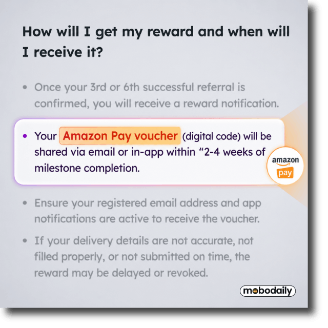Scapia referral program - ₹25,000 Amazon Pay voucher confirmation in app