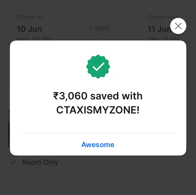Axis My Zone card cleartrip offer screenshot