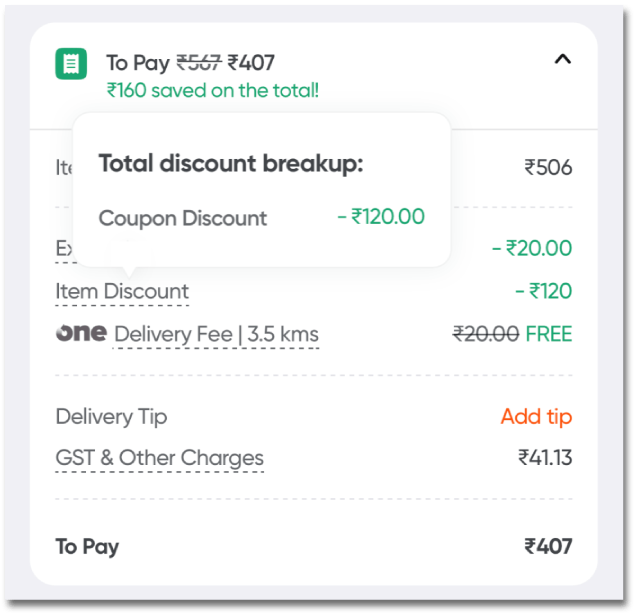 Axis My Zone card swiggy offer screenshot—₹120 off on ₹500 order