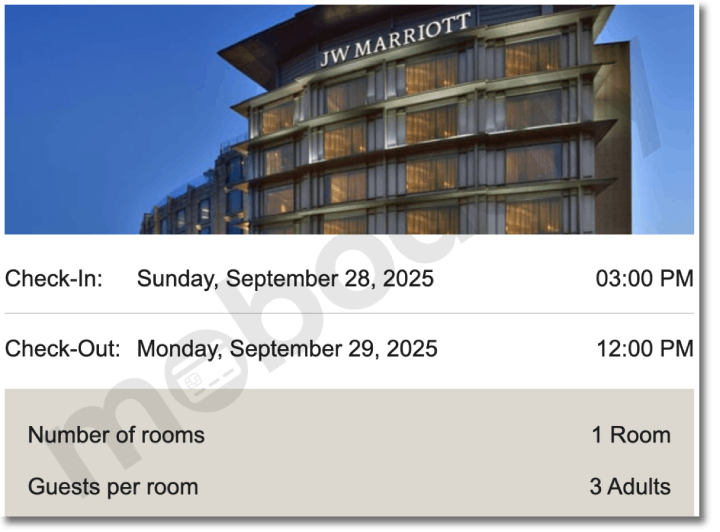 HDFC Marriott Bonvoy credit card Free Night Award Booking Redemption Screenshot